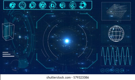 Radar screen. Vector illustration for your design. Technology background. Futuristic user interface. HUD.