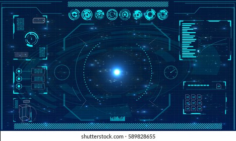 Radar screen. Vector illustration for your design. Technology background. Futuristic user interface. HUD.