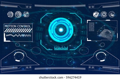 Radar screen. Vector illustration for your design. Technology background. Futuristic user interface. HUD.