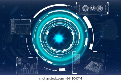 Radar screen. Vector illustration for your design. Technology background. Futuristic user interface. HUD