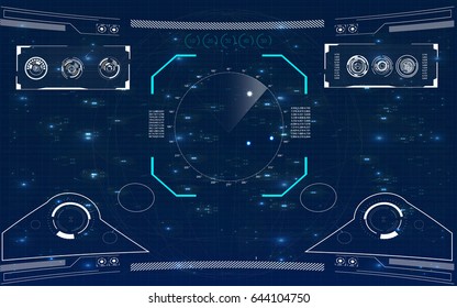 Radar screen. Vector illustration for your design. Technology background. Futuristic user interface. HUD