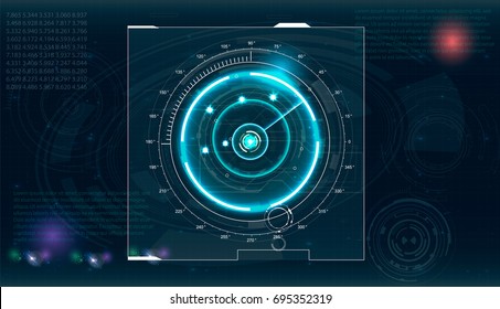 Radar screen. Vector illustration for your design. Technology background. Futuristic user interface. HUD.