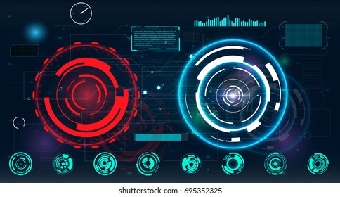 Radar screen. Vector illustration for your design. Technology background. Futuristic user interface. HUD.
