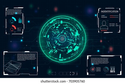 Radar screen. Vector illustration for your design. Technology background. Futuristic user interface. HUD.