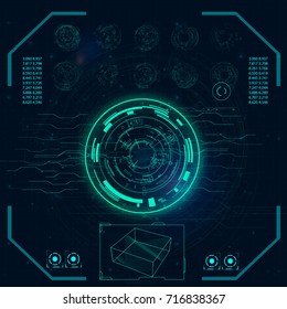 Radar screen. Vector illustration for your design. Technology background. Futuristic user interface. HUD.