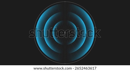 Radar screen. Wifi range. Sound wave. Signal concentric circle. Round light effect. Radio station signal. Water ripple with circle waves. A place or a painful point. Vector effect. 