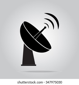 Radar Sign Icon Satellite Dish Tv Technology, Vector Illustration