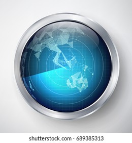 Radar Sign Vector. Australia And Oceania. Military Radar Display. Dynamic Screen. 
