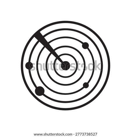 Radar signal scanning scope target icon in black