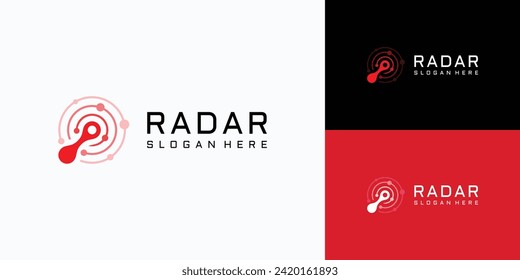 Diseño del logotipo vectorial de línea de onda abstracta del escáner de radar y sonar.