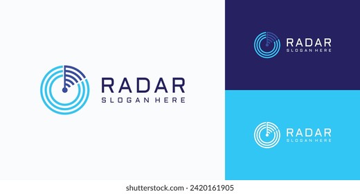 Radar and sonar scanner abstract wave line vector logo design.