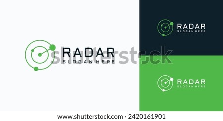 Radar and sonar scanner abstract wave line vector logo design.