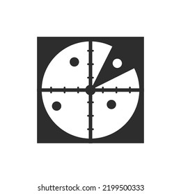 Radar Sonar Screen Icon. Monochrome Black And White Symbol