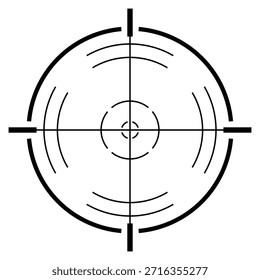 Alvo circular estilo radar com anéis de movimento, rastreamento dinâmico e símbolo de foco para sistemas de navegação, monitoramento visual e design de interface