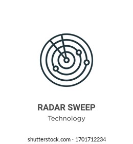 Radar sweep outline vector icon. Thin line black radar sweep icon, flat vector simple element illustration from editable technology concept isolated stroke on white background