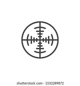Radar target line icon. linear style sign for mobile concept and web design. Gun aim outline vector icon. Symbol, logo illustration. Vector graphics