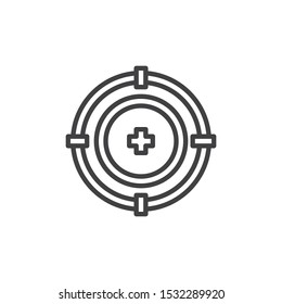 Radar target line icon. linear style sign for mobile concept and web design. Target aim outline vector icon. Symbol, logo illustration. Vector graphics