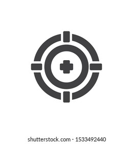 Radar target vector icon. filled flat sign for mobile concept and web design. Target aim glyph icon. Symbol, logo illustration. Vector graphics
