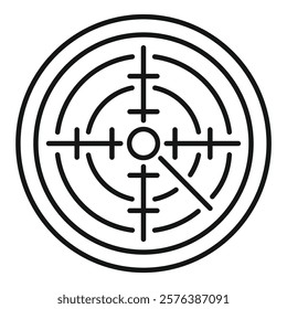 Radar targeting system is displaying concentric circles and crosshairs, indicating focus and precision 