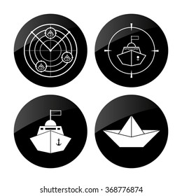 Radar with targets  - black vector icon; set