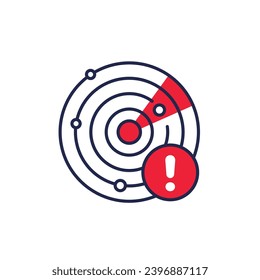 radar, threat detection icon on white