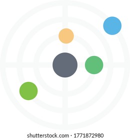 icono de color plano del vector de radar 