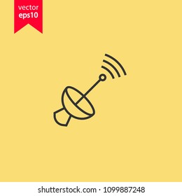 Radar vector icon. Broadcasting icon. Yellow background. EPS 10 vector sign.