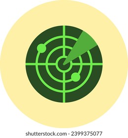 Radar Vector Icon Flat Circle Style