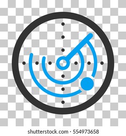 Radar vector icon. Illustration style is flat iconic bicolor blue and gray symbol on a transparent background.