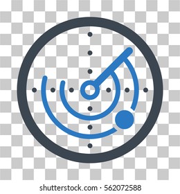 Radar vector icon. Illustration style is flat iconic bicolor smooth blue symbol on a transparent background.