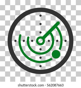 Radar vector icon. Illustration style is flat iconic bicolor green and gray symbol on a transparent background.