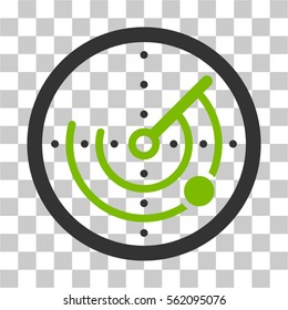 Radar vector icon. Illustration style is flat iconic bicolor eco green and gray symbol on a transparent background.