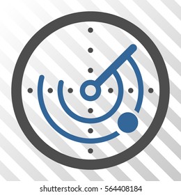Radar vector icon. Illustration style is flat iconic bicolor cobalt and gray symbol on a hatched transparent background.
