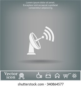 Radar Vector icon satellite dish tv technology.