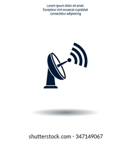 Radar Vector icon satellite dish tv technology.