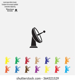 Radar Vector icon satellite dish tv technology.