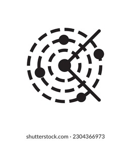 Icono de vector de radar. Diseño de señales planas de búsqueda por radar. Pictograma de símbolo de radar militar. icono de interfaz de usuario de UX