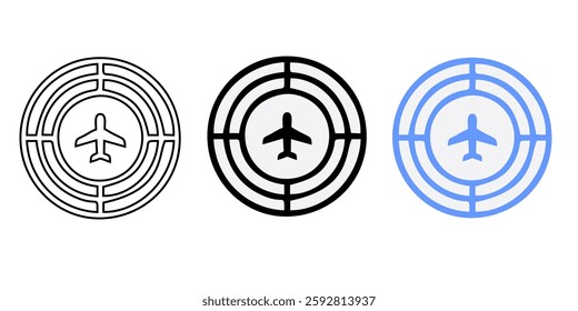 Radar vector icons. Signal concentric circles. Sonar sound waves isolated on white background. Fat style vector illustration EPS 10.