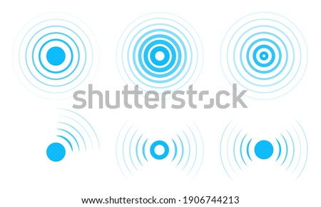 Radar vector icons. Signal concentric circles. Sonar sound waves isolated on white background. Fat style vector illustration EPS 10.