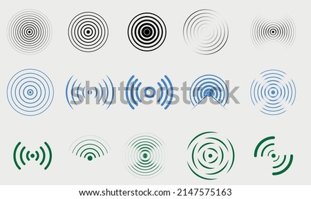 Radar vector icons. Signal concentric circles. Sonar sound waves isolated on white background. Fat style vector illustration EPS 10. Photo stock © 