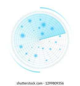 Radar vector illustration. Sonar search. 