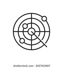 Radar vector outline icon style illustration. Eps 10 file