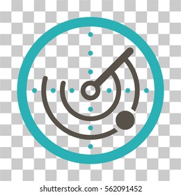 Radar vector pictogram. Illustration style is flat iconic bicolor grey and cyan symbol on a transparent background.