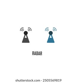 Radar vector symbol icon. Radio frequency detection vector. Nautical radar. 