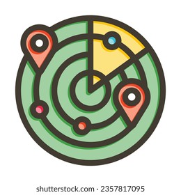 Radar Vector Thick Line Filled Colors Icon For Personal And Commercial Use.
