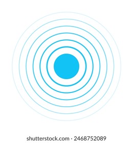 Radar- und Wi-Fi-Vektorsymbole: Wi-Fi-Signalkreise, Sonar-Schallwellen, Drahtlose Technologie-Digitalradar oder Sonar-Vektorgrafik.