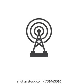 Radar wireless aerial icon vector, filled flat sign, solid pictogram isolated on white. Symbol, logo illustration.
