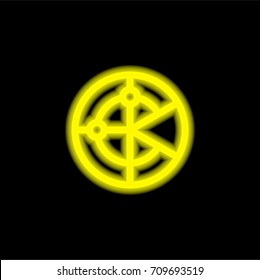 Radar yellow glowing neon ui ux icon. Glowing sign logo vector