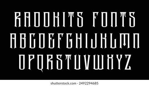 Raddkits blackletter display font. Heavy stroke, vintage character with alternates. To give you an extra creative work.