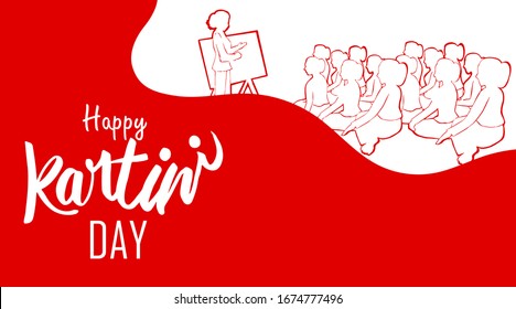 Raden Adjeng Kartini the heroes of women and human right in Indonesia. Women teaching together banner template design background - Vector